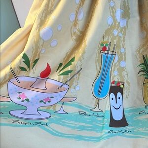 Pinup Yellow Tiki Cocktail Print Skirt XL from The Oblong Box Shop TOBS